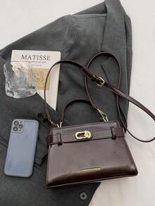 时尚小方肩包，新款高端轻便女士手提包 - 咖啡 - 查看 8