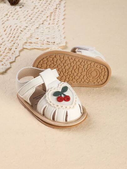 Toddler Girls' Soft Bottom Cherry Infant Shoes Hollow Out Closed Toe Sandals, Summer New Arrival 2026