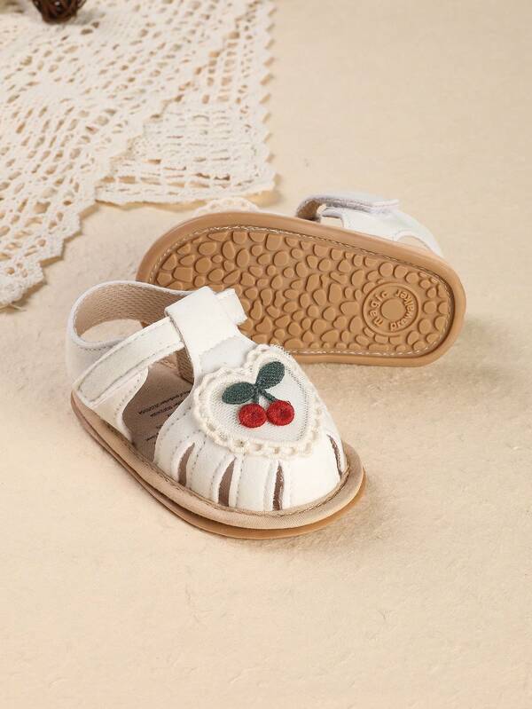 Toddler Girls' Soft Bottom Cherry Infant Shoes Hollow Out Closed Toe Sandals, Summer New Arrival 2026