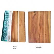 Epoxy Resin Solid Wood Resin Cutting Board Crafts, Rosewood Mosaic, Wave & Beach Pattern Chopping Board
