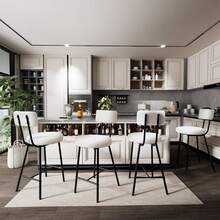 Techigher Bar Stools Set, Boucle Barstools Counter Height Barstool With Back & Metal Legs, Modern Upholstered Barstools For Kitchen Island, Cafe - Beige 4pcs - View 3