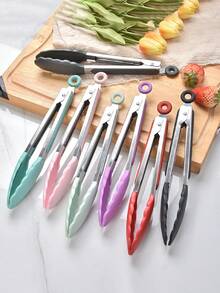 3/2/1pc Mini Kitchen Tongs, 9 Inch Nylon Heat Resistant Pointed Tip Food Tongs, Suitable For Cooking, Serving, Grilling, Baking, Salad, Kitchen Gadgets, Baking Tools - Multicolor - View 1