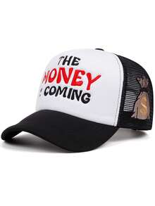 1顶男士时尚粉色卡车刺绣嘻哈帽，可调节男女通用情侣棒球帽，适合春秋季佩戴，休闲可爱涤纶刺绣网眼拼接棒球帽，适合旅行、沙滩派对 - MONEY錢袋 - 查看 18