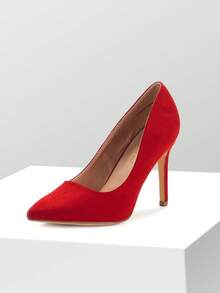 Zapatos de Tacón Alto Anchas para Mujer con Punta Puntiaguda - Rojo - Ver 6