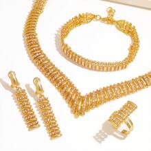 2026 Conjunto de Joias Elegante e Luxuoso de Alta Qualidade, Banhado a Ouro de Cobre, Colar, Brincos, Anéis, Pulseiras Femininas para Casamento e Festa, Acessórios de Joias Requintados e Estilosos para Uso Diário, Presentes de Aniversário - Conjunto de joias - Visão 13