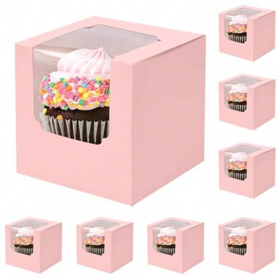 CYPNPaquete de 50 Cajas para Cupcakes Individuales 10x10x10 cm Cajas para Postres Muffins Repostería con Ventana y Inserto de Cartón para Cumpleaños Fiestas Repostería y Regalos BlancoFashion - 219619962 - Ver 1