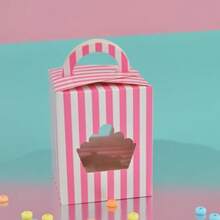 CYPN25 Cajas Individuales para Cupcake contenedor individual rosa para cupcake con inserto de ventana y asa empaque para magdalenas macarrones dulces galletas y regalosFashion - Rosa - Ver 4