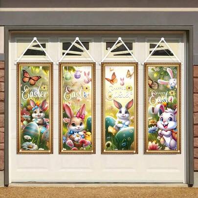 4-delad påskdekorationsflagga, trädgårds- och trädgårdsdekoration, påskveranda, trädgårds- och väggflaggset, påskfestdekoration