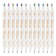 12-Color Rainbow Nail Art Pen Set, Includes Nail Art Painting Pens, DIY Nail Highlighter & Outline Pens, Nail Marker Pens, ABS Nail Marker Pen Set, Temporary Tattoo Double-Headed Marker Pens - Multicolor - View 4