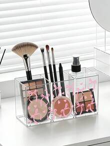 粉色蝴蝶结亚克力化妆刷收纳架，化妆刷整理盒，浴室梳妆台面收纳架，可放置化妆刷、铅笔、口红等，适用于厨房、卧室、客厅、浴室，是馈赠亲友的绝佳礼物，也可作为化妆包、化妆品收纳盒、洗漱包、桌面收纳盒使用。 - 彩色 - 查看 5
