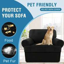 Trugenix-Sofa Cover 2 Piece T Cushion Armchair Slipcovers Velvet Couch Cover Furniture Protector Stretch T Cushion Sofa Covers For 1 Cushion Couch With 1 Individual T Cushion Covers, Deep Teal-GP - 黑色 - 查看 7