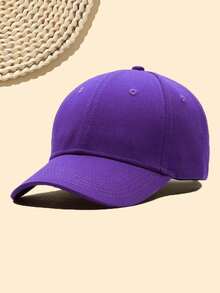 1pc Purple Sports Style Adjustable Metal Buckle Baseball Cap, Suitable For Outdoor Activities - A - View 5