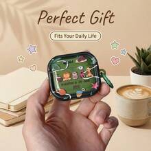 动漫卡通椰树动物园图案保护套，兼容 Pro 2/3、3无线蓝牙4/3，柔软耳机套 - 綠色 - 查看 11