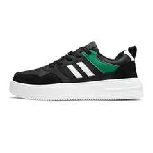 SAILUOPU Men's Black & Green Chunky Athletic Sneakers Thick Sole Platform Double Stripe Casual Street Fashion Shoes - 黑綠 - 查看 9