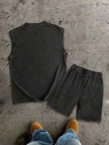 Retro Dark Men's Wash Water Worn Out Vest