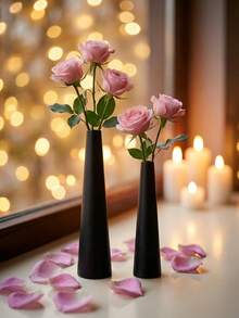 Minimalist Metal Vase, Compact & Elegant, Black & Gold Cone Design, Metal Material, No Worry Of Falling, Suitable For Wedding Table Centerpiece, Candlelight Dinner Table Decor, Home Decor, Room Decor, Gift For Girlfriend, Gift For Women, Winter Gift