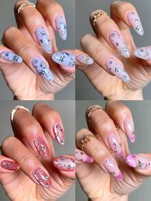 12件迷你钻石美甲装饰品，彩色爱心、蝴蝶、星星、花朵造型，闪亮水钻设计，可爱Y2K风格美甲配件，美甲沙龙用品，DIY美甲装饰 - 彩色 - 查看 6