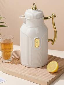 1 Large Capacity Insulated Water Bottle, Gold-Plated Style Teapot, Coffee Pot, Hot Water Bag, Press-Type Glass Inner Container Insulated Bottle - Gold-plated Coffee Pot - View 3
