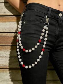 1pc Fashion Street Hip-Hop Style Body Chain With Dangling Crystal Ball Pendant, Handmade Unisex Body Jewelry, Versatile Accessory