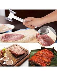 Stainless Steel Meat Tenderizer, Double-Sided Meat Pounder - Meat Mallet For Home Use