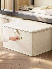 1 pieza Caja de almacenamiento con cremallera de gran capacidad en beige, plegable para viajes y mudanzas, contenedor de almacenamiento para juguetes y ropa con asa, adecuado para guardería, decoración del hogar, organización estacional, disponible en varios tamaños - Multicolor - Ver 6