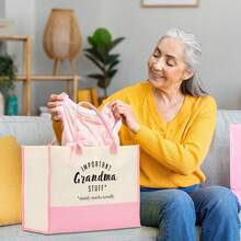 FORBIDDEN PAPER Gifts Tote Bag Important Stuff Tote Gift Gifts Birthday For Shopping Bag Grocery Bag Utility Tote - Pink-grandma-bag - View 6