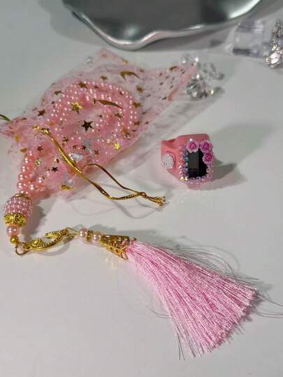 Bolsa de regalo tipo caramelo con rosario de cristal de diamante de imitación delicado, compacto y portátil, adecuado para deportes, oración, conteo de golf, se puede regalar en días festivos, conteo tejido, uso comercial, golf, regalos diarios, etc.