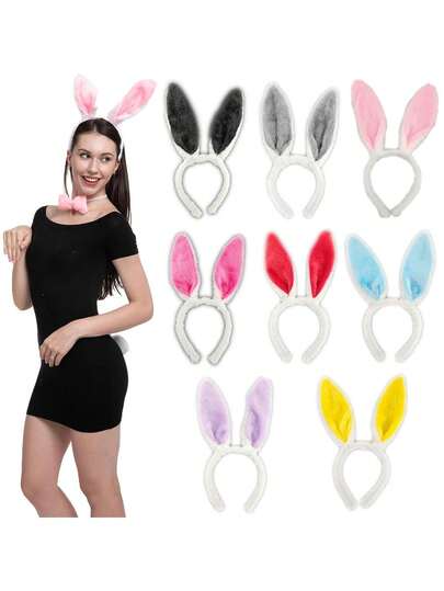 1Pc Forever & Moment Bunny Ears Headband Furry Rabbit Ear Headband Adult Women Cosplay Dress Up Costumes Accessories For Easter Birthday Party Fun Decorations Gift