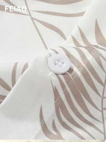 Áo sơ mi nam FEIAO phong cách retro Mỹ cổ điển, chất liệu 100% polyester nhẹ, in kỹ thuật số họa tiết lá cây, cài cúc phía trước, tay ngắn màu trắng, thời trang, thanh lịch, đa năng, phù hợp cho đi làm, mặc thường ngày và đi nghỉ mát. - trắng - Xem 6