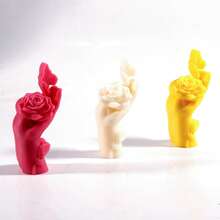 1个手指蝴蝶蜡烛硅胶模具，手持玫瑰石膏装饰品，树脂手工DIY模具，情人节和母亲节装饰品及创意手工礼物