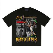 Camiseta de Baloncesto de Andrew Wiggins Unisex Oversized de Algodón Puro de Manga Corta Estilo Talentoso Elegante Delantero Casual Diario - Negro - Ver 10