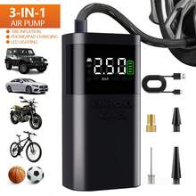 150PSI Portable Air Pump - Equipped With A Digital Pressure Gauge, USB Charging And Rechargeable Lithium-Ion Battery, LED Light, And Wireless Design; Suitable For Cars, Bicycles, Motorcycles, And Ball Items. - Digital display - 查看 1