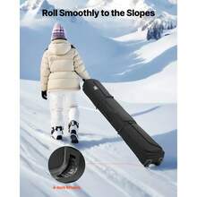 Ski Roller Bag, Up To 74.8 In/190 Cm, Padded Snowboard Bag With Wheels For Air Travel, 600D Waterproof Oxford Fabric, With Adjustable Straps, For Skis Poles Goggles Gloves Helmet Boots (Black) - Túi đựng ván trượt tuyết 190cm màu đen - Xem 3