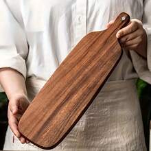 1pc Gold Sandalwood Slice Cutting Board, Washable Fruit & Meat Chopping Board, Ergonomic Handle Kitchen Accessory, Catering Service Cutting Board - Maroon - View 2