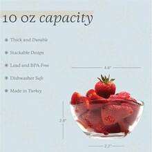 Vikko - Juego de 6 cuencos de vidrio pequeños cuencos de helado de 10 onzas cuencos pequeños para dulces o aperitivos tazón pequeño para ensalada tazón de preparación de cocina apto para - Claro - Ver 2