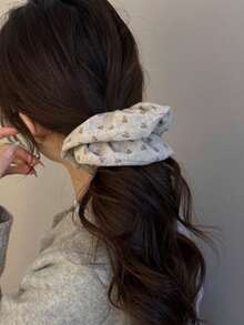 1 Set de Scrunchies de tela suave para mujer (gris oscuro, marrón, beige), lazos de pelo con estampado floral pequeño, accesorios de pelo casuales para peinados de cola de caballo y moño, accesorios de cabeza de otoño/invierno, bandas elásticas para el cabello, gomas para el cabello, cuerda para el cabello - Multicolor - Ver 3