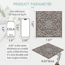 20pcs Self-Adhesive Wall Tiles - 8 Inch X 8 Inch, Shallow Embossed Design, 3D Visual Effect - Glossy Blue With Silver Tin Texture, Suitable For Kitchen, Fireplace, Cabinet, Bar Backsplash