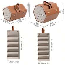 2/3/4/5/6格可折叠悬挂式旅行眼镜盒，PU皮革太阳镜收纳整理架 - 棕色 - 查看 10