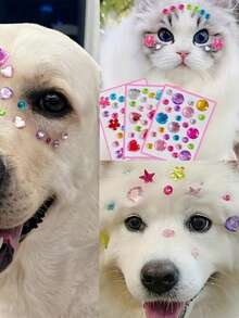 迷你水钻宝石贴纸 - 自粘式多色混合形状（心形、星形、花朵），适用于DIY手工、美甲、面部及身体装饰 - 闪亮亚克力水钻，可用于珠宝制作、发饰、家居手工、工艺水钻、工艺品、礼品和装饰，设计鲜艳 | 面部贴纸，面部宝石贴纸 - 彩色 - 查看 10