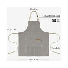 Chef Apron Bib Apron With 2 Large Pockets Adjustable Neck Strap Kitchen Apron CooFKing Apron Stripes BaFKing Apron - BrownPinstripes - View 3