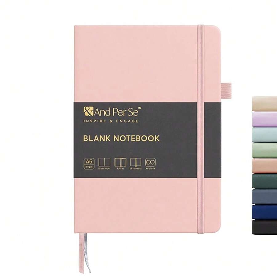 &And Per Se Blank Journal Notebook, 160 Pages, 5.7 X 8 Inches College Ruled Thick Paper Notebook Journals For Writing, Hardcover Notebook(1 Pack, Pink) - 160-En blanco160En blanco - Ver 1