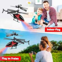 Helicóptero de Control Remoto de 2 Canales Helicóptero RC para Principiantes Vuelo al Aire Libre Aeronave RC con Luces LED - 223219791 - Ver 4