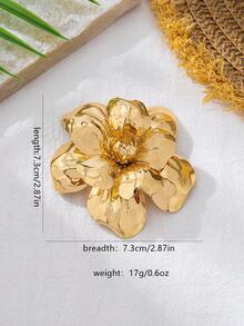 时尚多层花卉胸针，适合女性日常佩戴、参加派对和送礼场合 - 金色 - 查看 4