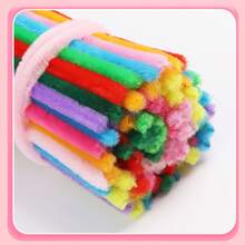 30厘米绿色花茎铁丝+视频教程，60色雪尼尔绒条，适合万圣节、返校季，30厘米彩色花茎手工材料，彩色雪尼尔绒条，花茎毛绒金属丝扎带，价格实惠，品质优良 - 彩色 - 查看 6