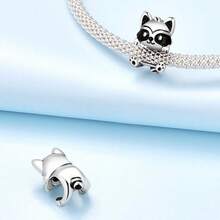Cute Panda Animal 925 Sterling Silver Charms For Bracelets And Necklace Dangle Pendants Butterfly Elephant Dog Bead Jewelry Present For Women Family Friends - 浣熊護身符 - 查看 5