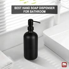 GMISUN Black Soap Dispenser, 1 Pack Matte Black Bathroom Hand Soap Dispensers, 17 Fl Oz Dish Soap Dispenser For Kitchen With Rustproof Stainless Steel Pump, Modern Liquid Dishwashing Dispensers Bottle - 黑瓶+黑泵 - 查看 6
