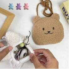 1pcs  Cartoon Cute Bear And Bunny Plush Crossbody Bag, Multifunctional Coin Card Holder, Headphone Storage Bag, Fashionable Shoulder Bag For Girls - 彩色 - 查看 5