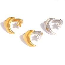 Bộ 3 chiếc/1 chiếc nhẫn hở bằng thép không gỉ kiểu cổ điển hình sao và trăng dành cho nữ, thích hợp đeo hàng ngày, quà tặng trang sức. - Nhiều màu - Xem 7