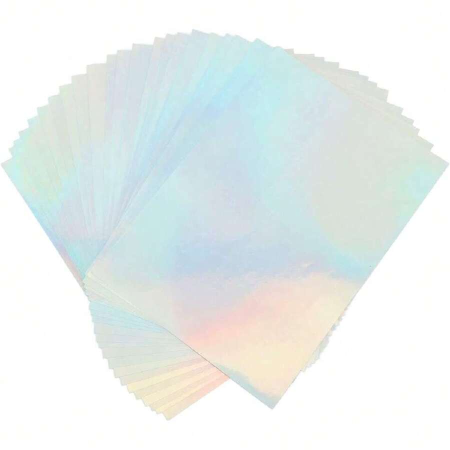 Papel Adhesivo Holográfico Imprimible, Resistente Al Agua, Eficiente, Inyección de Tinta Láser, Secado Rápido, 22 Hojas A4 para álbumes de Recortes, Fotocopiadoras,38967949 - Multicolor - Ver 1
