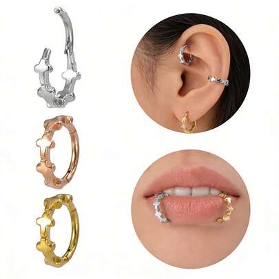 1pc Huggie Cross Small Hoop Earrings For Women Stainless Steel Punk Hoops Cartilage Tragus Helix Daith Rook Earring Piercing Jewelry